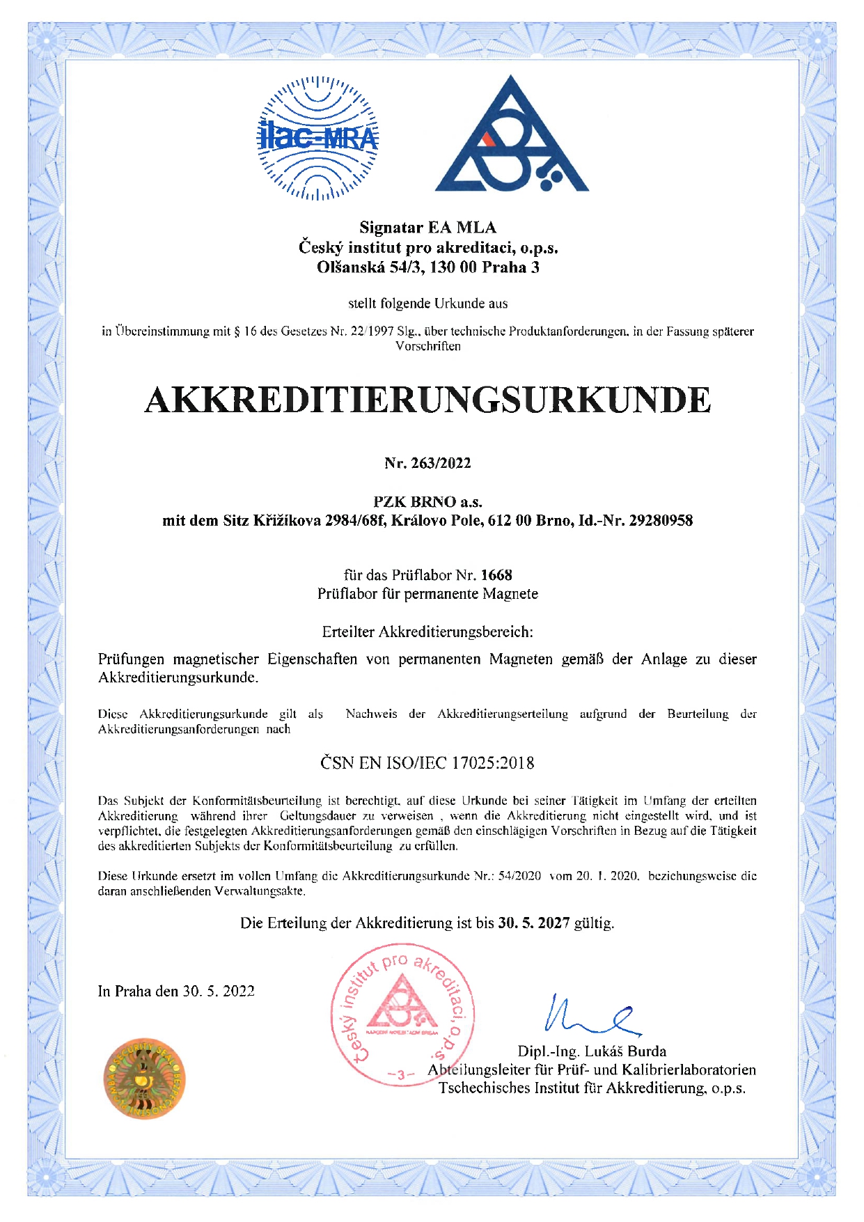 PZK Brno ISO 17025
