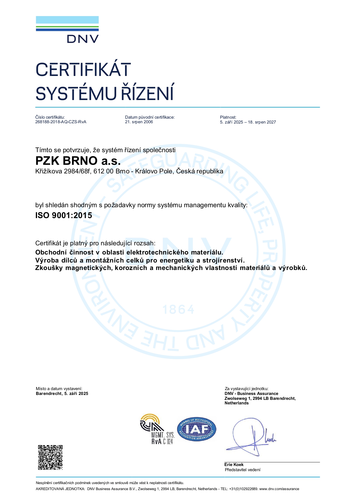 PZK Brno ISO 9001