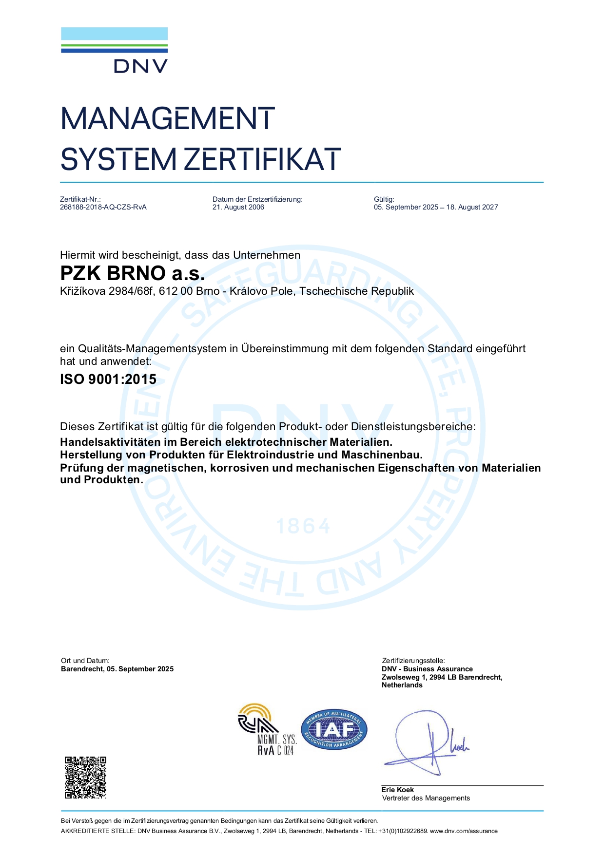 PZK Brno ISO 9001